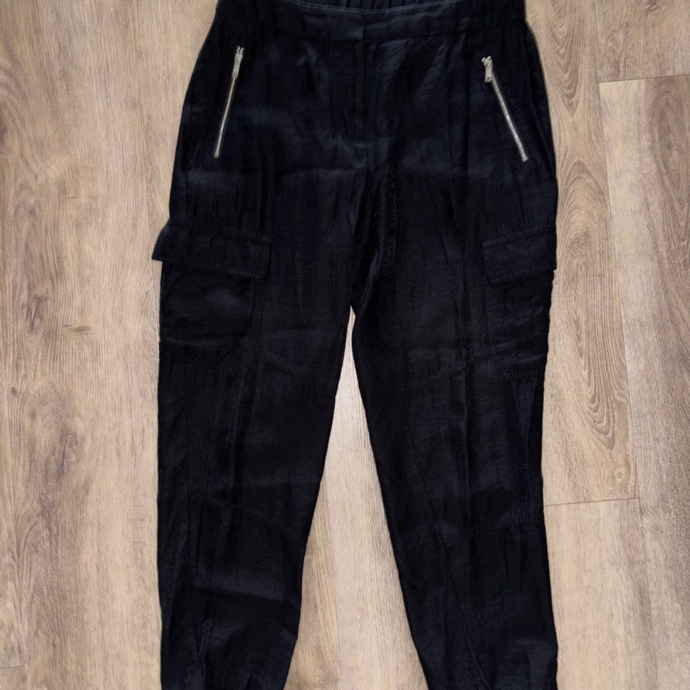 DKNY Black Cargo Jogger Pants with Pockets
